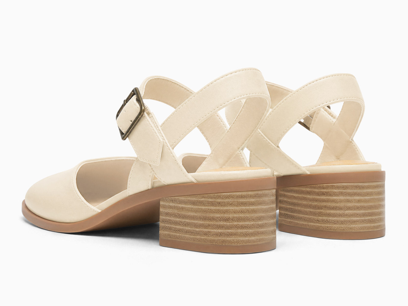 Coutgo Womens Beige Closed Toe Vintage Pumps