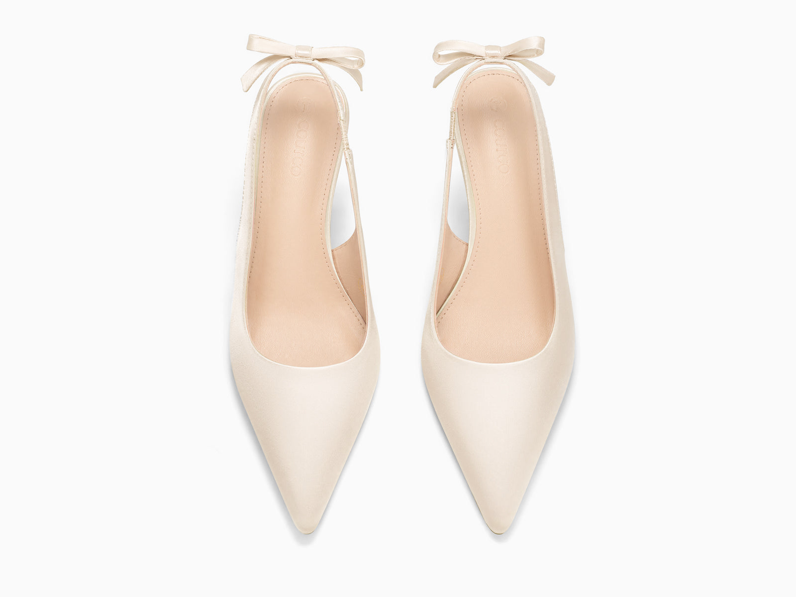 Coutgo Womens Beige Slingback Heels with Bow