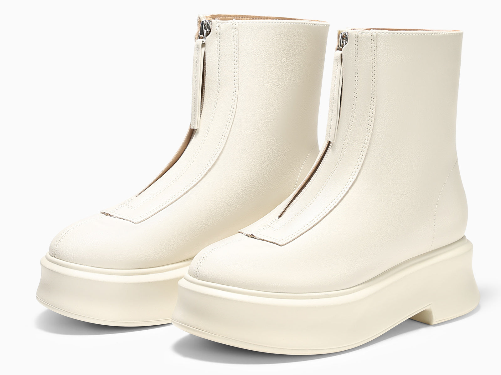 Coutgo Womens Beige Platform Ankle Boots