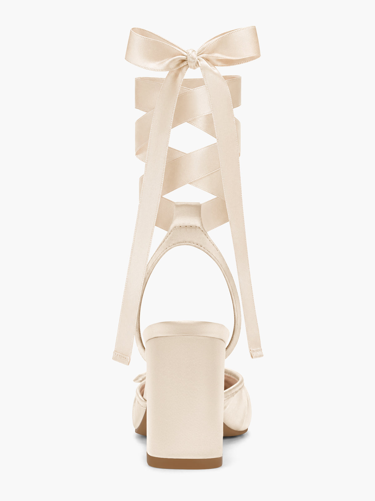 Coutgo Women Beige Bow Chunky Heel Pumps