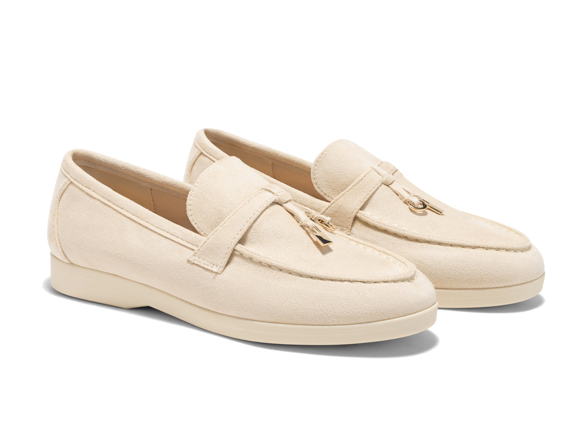 Coutgo Women Beige Slip On Moccasin Loafers