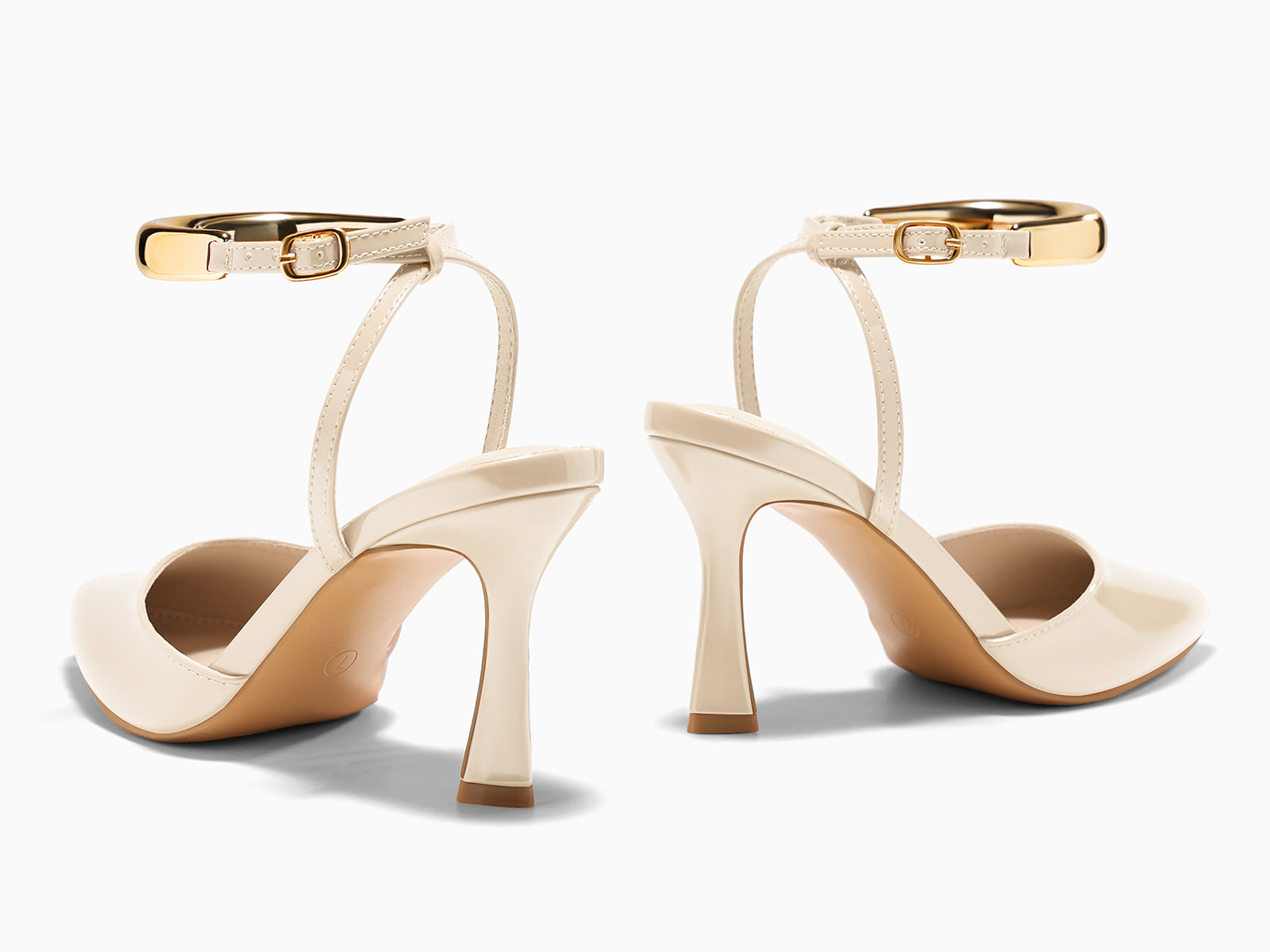 Coutgo Womens Beige Strappy High Heels