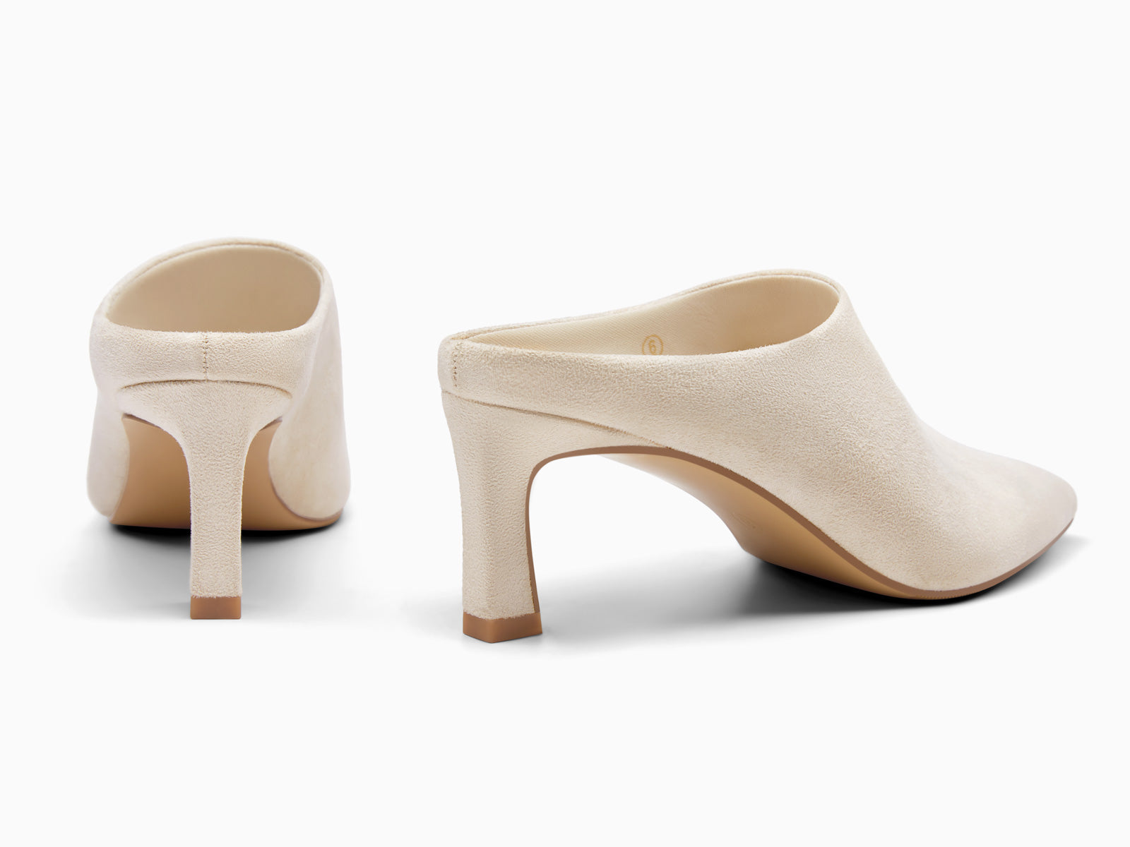 Coutgo Womens Suede Beige Kitten Heels Mules
