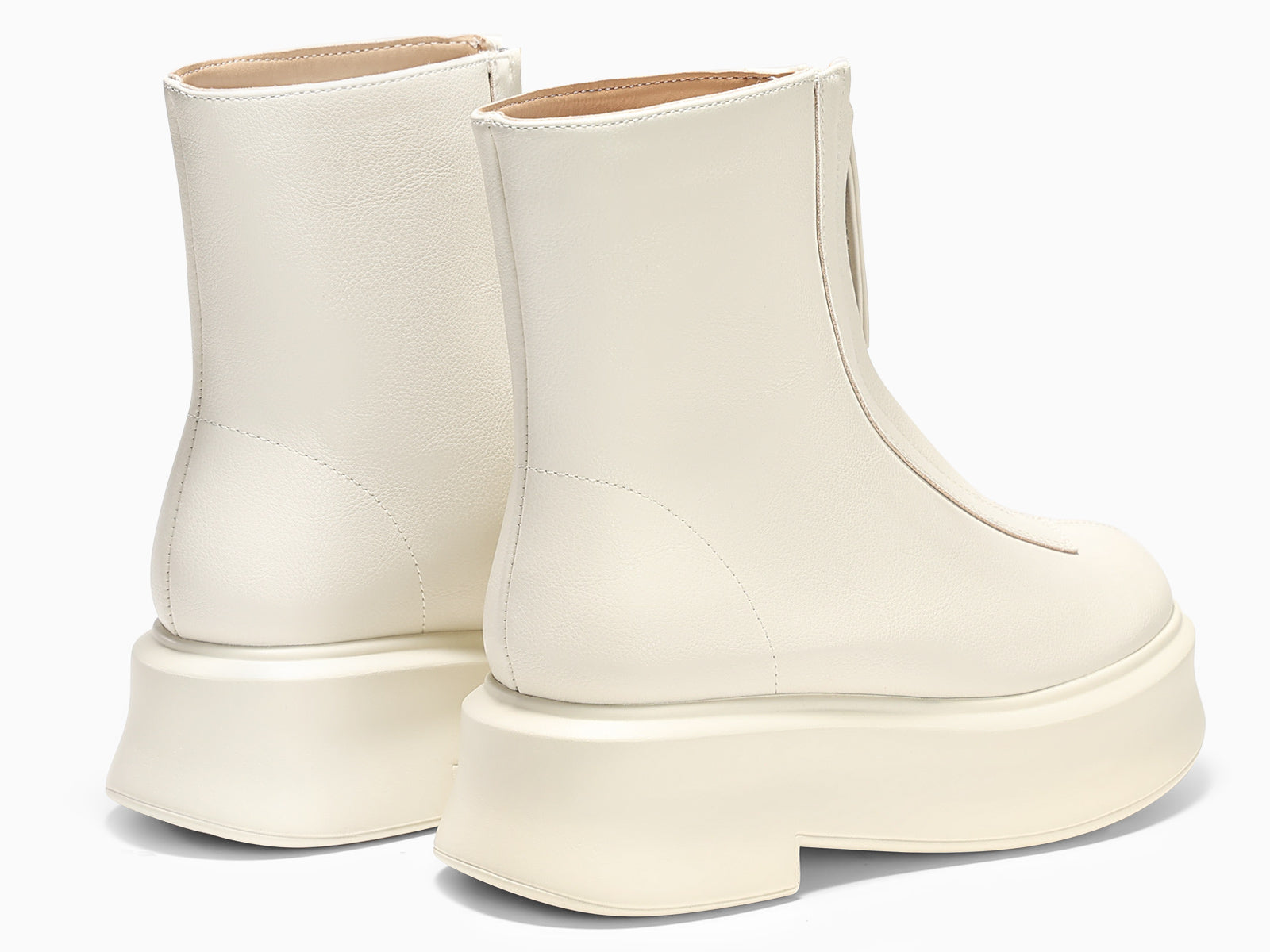 Coutgo Womens Beige Platform Ankle Boots