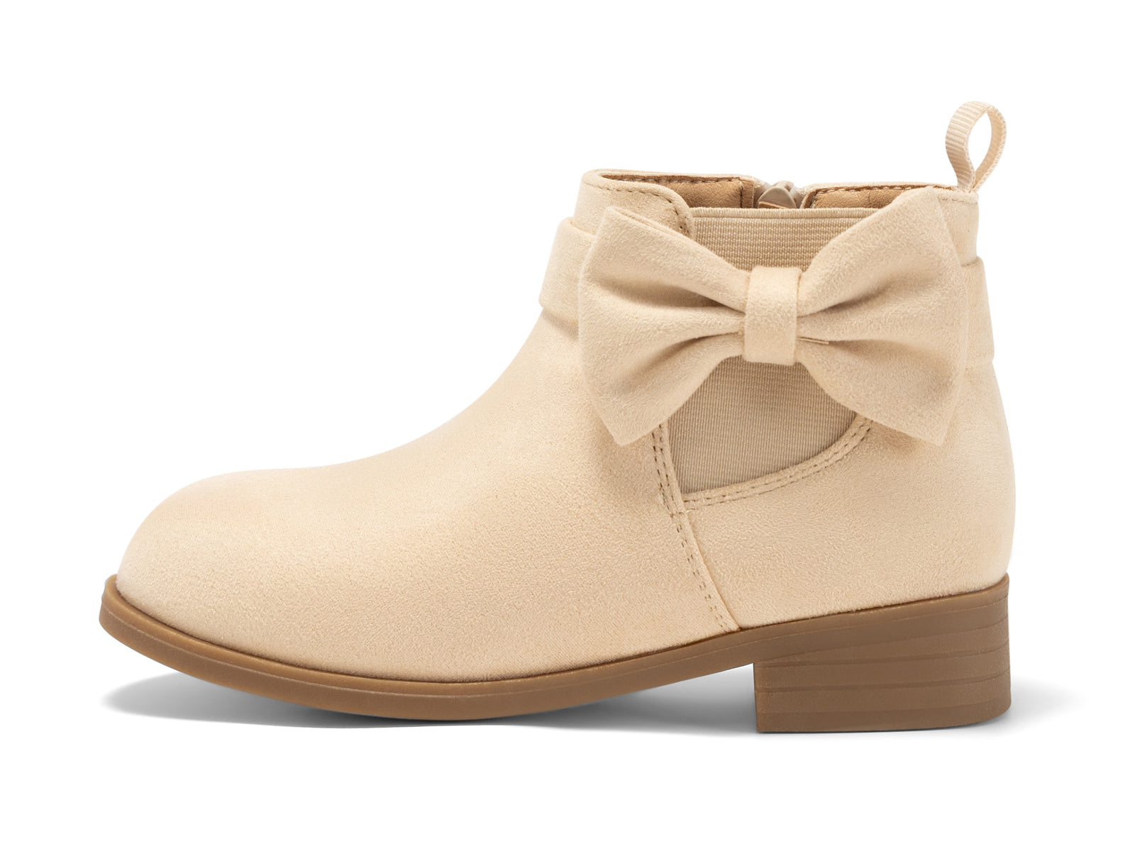 Coutgo Girls Beige Bow Suede Ankle Boots