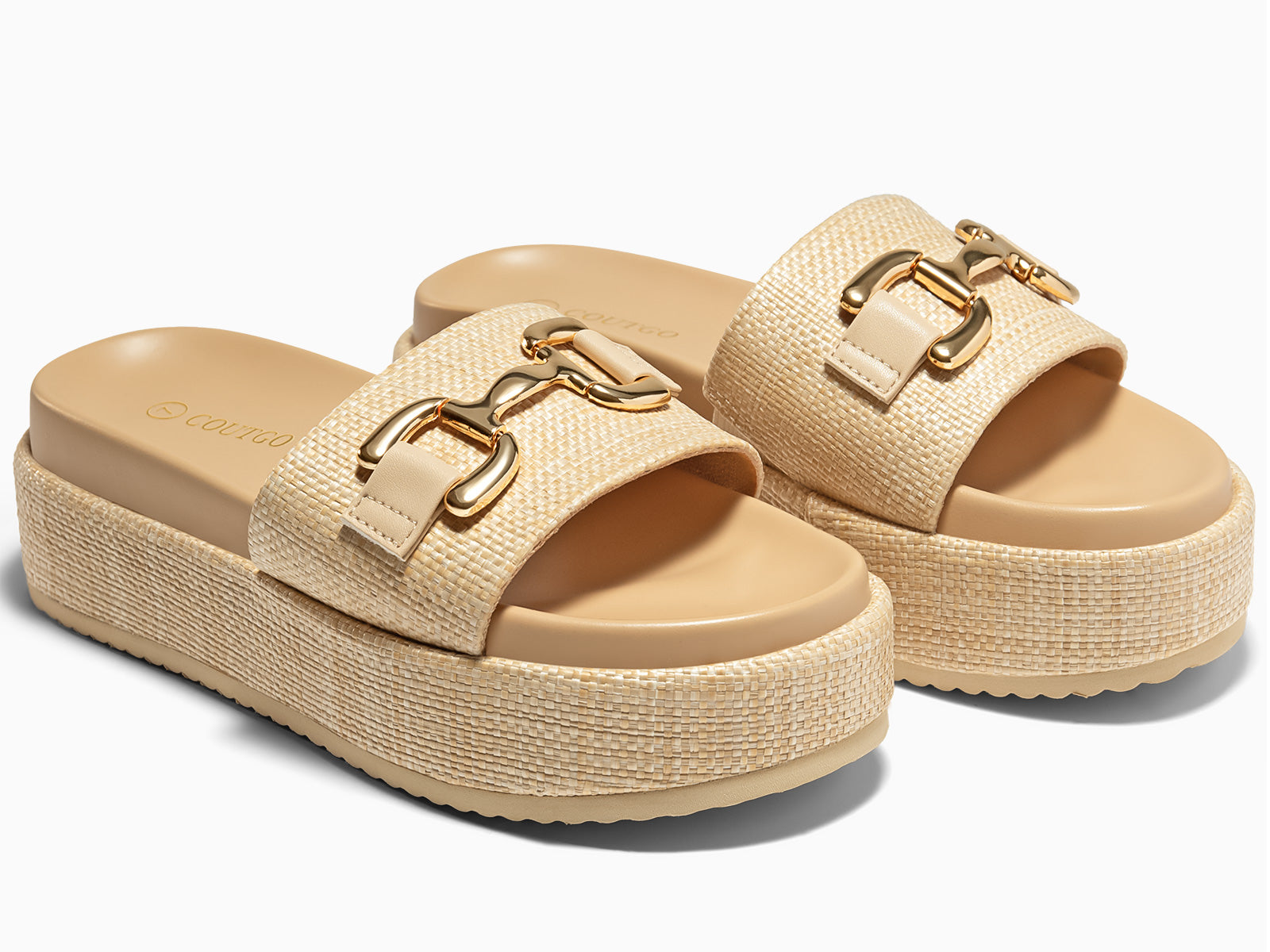 Coutgo Womens Beige Platform Sandals