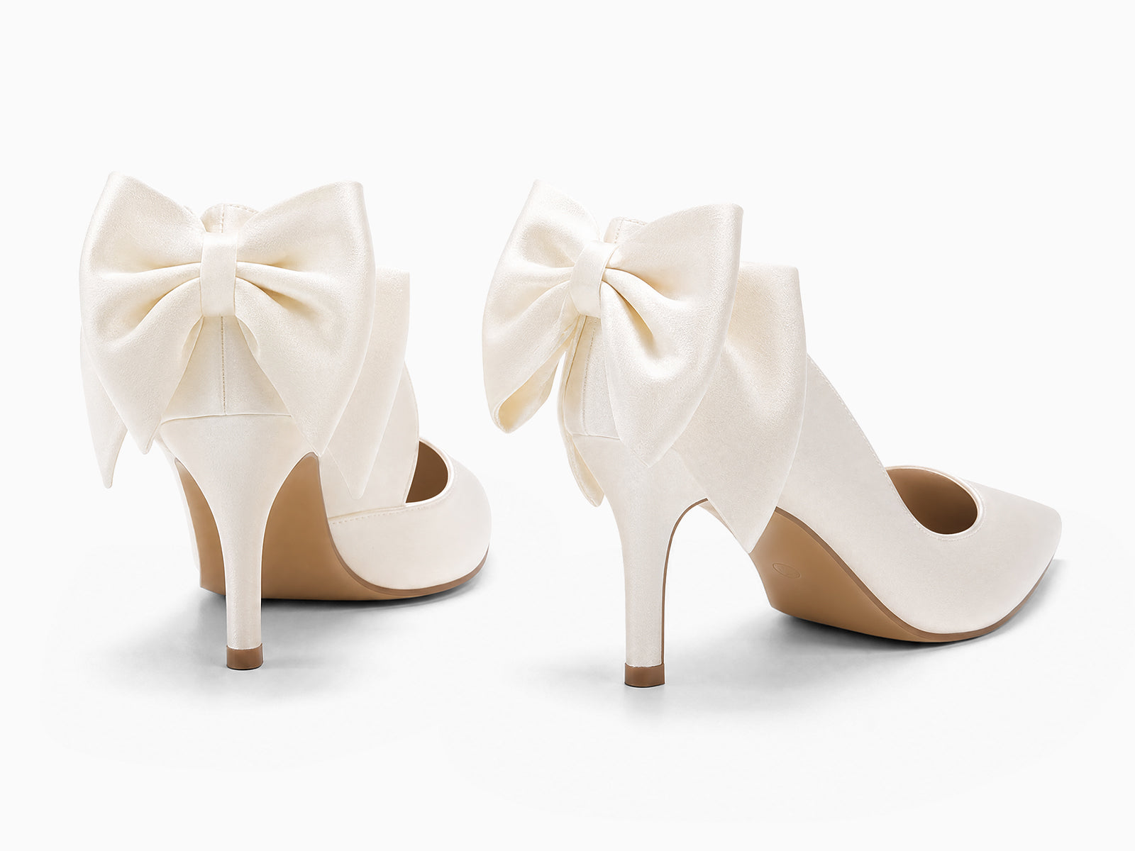 Coutgo Womens Beige Bow Stiletto High Heels