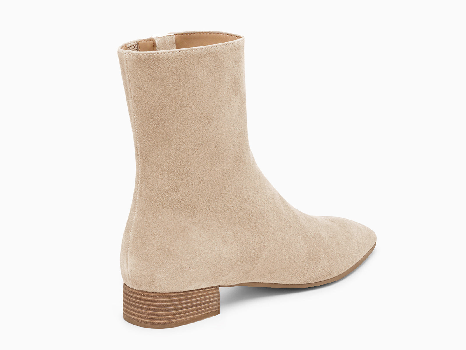 Coutgo Suede Beige Chunky Heel Ankle Boots