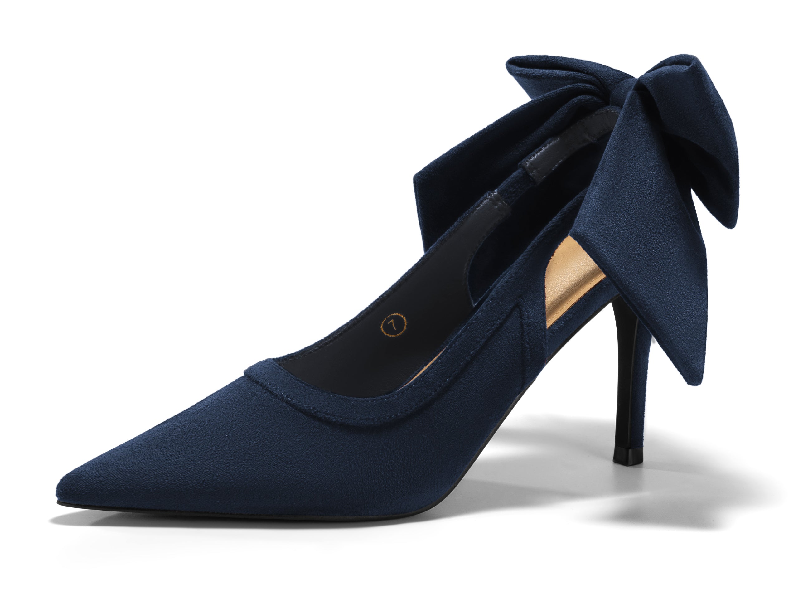 Coutgo Womens Suede Navy Blue Slingback High Heels
