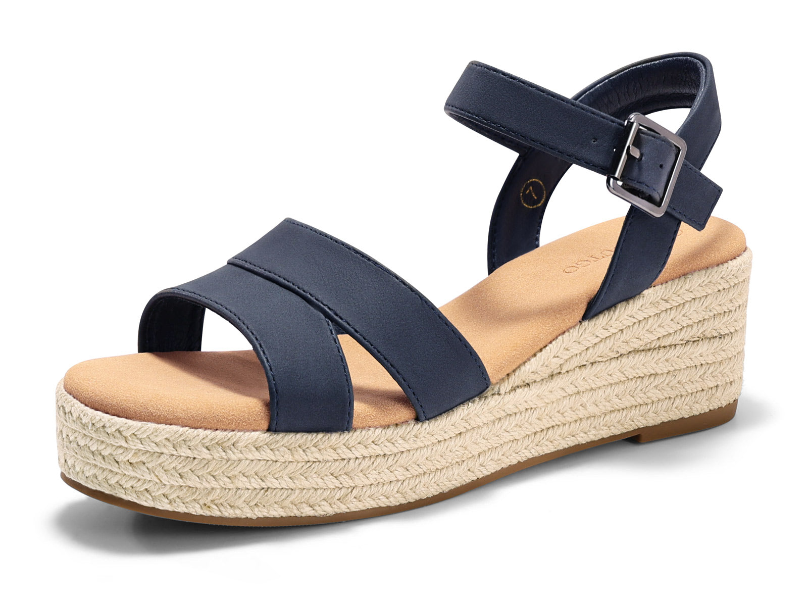 Coutgo Womens Navy Blue Wedge Platform Sandals