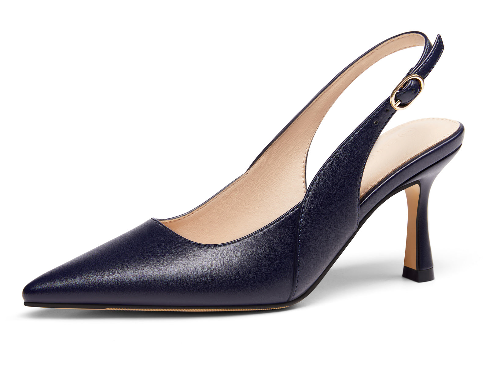 Coutgo Women's Navy Slingback Kitten Heels