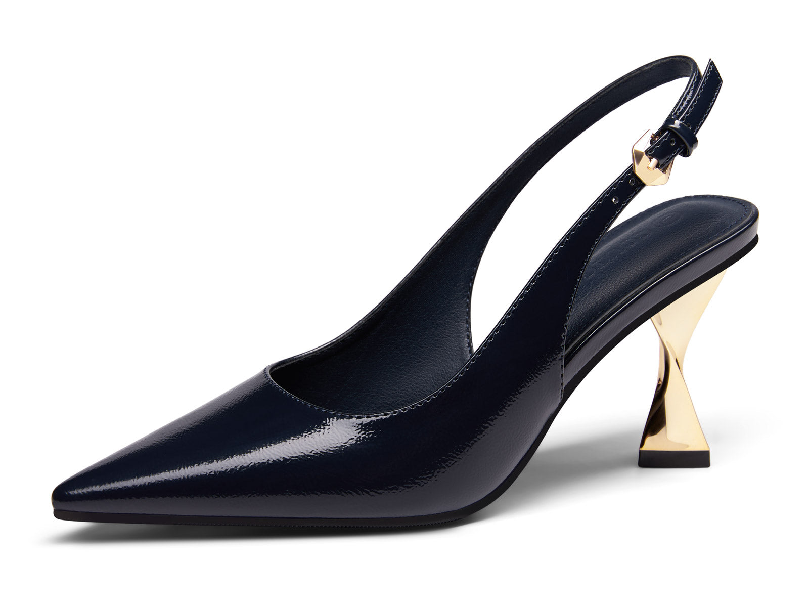 Coutgo Women's Navy Kitten Slingback Heels