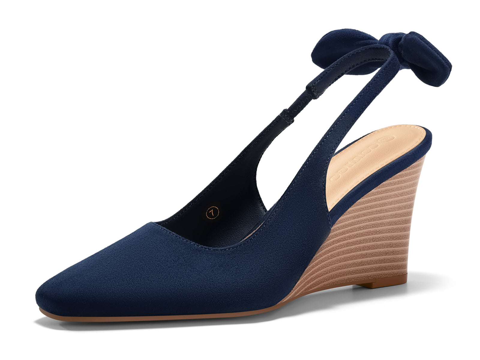 Coutgo Womens Navy Suede Wedge Heels