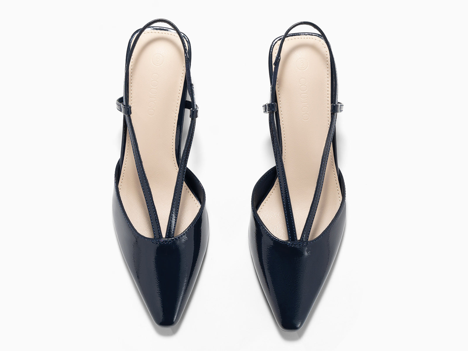 Coutgo Womens Navy Low Chunky Heels