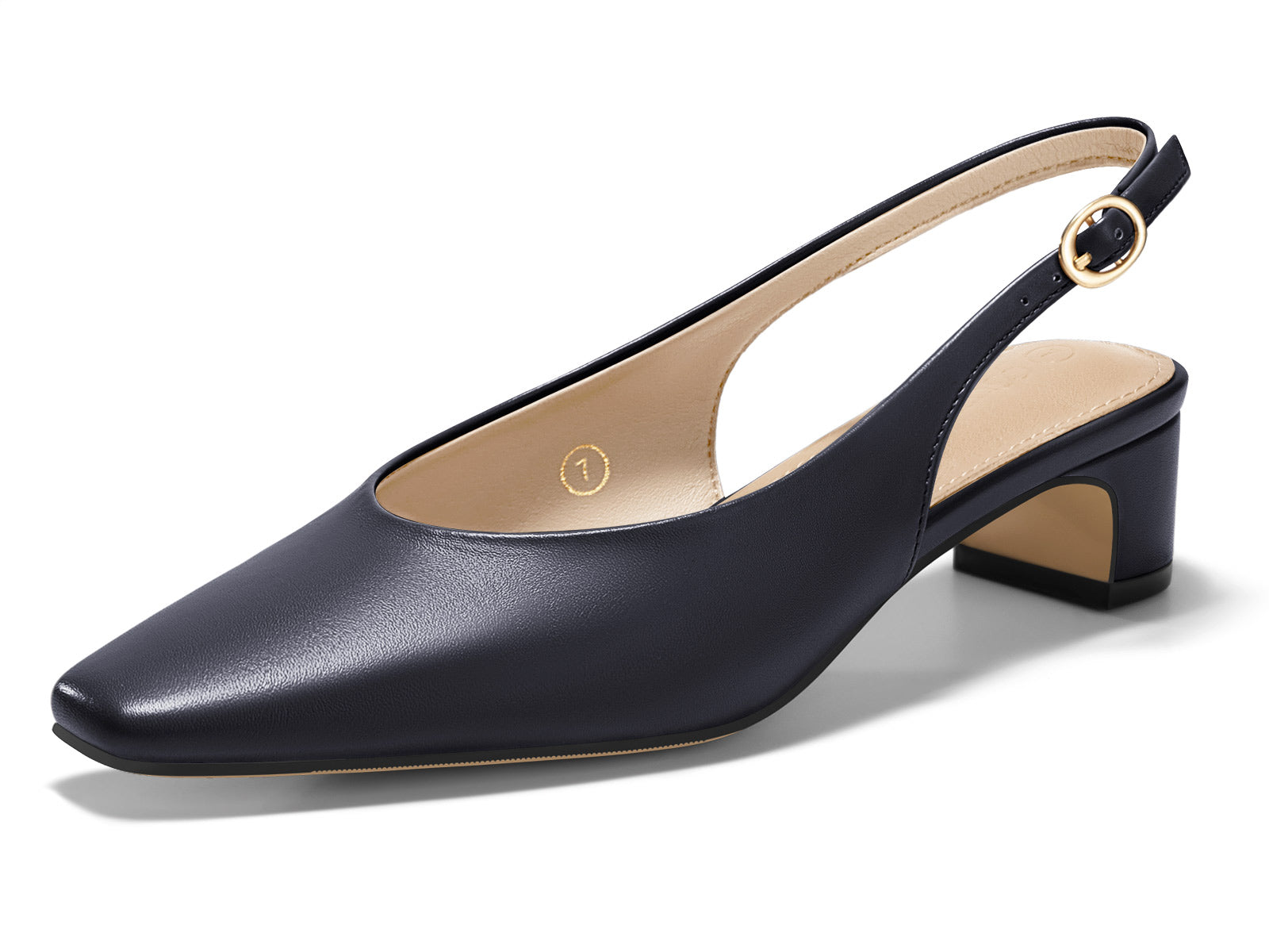 Coutgo Womens Navy Blue Chunky Low Heels