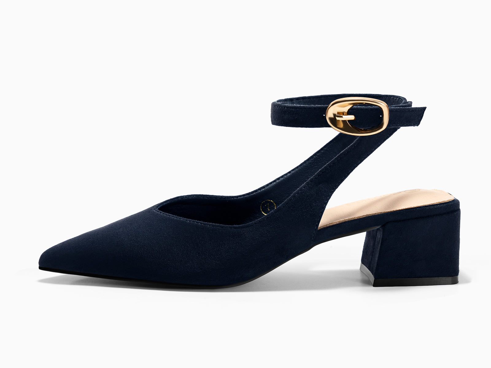 Coutgo Womens Navy Suede Low Heel Pumps