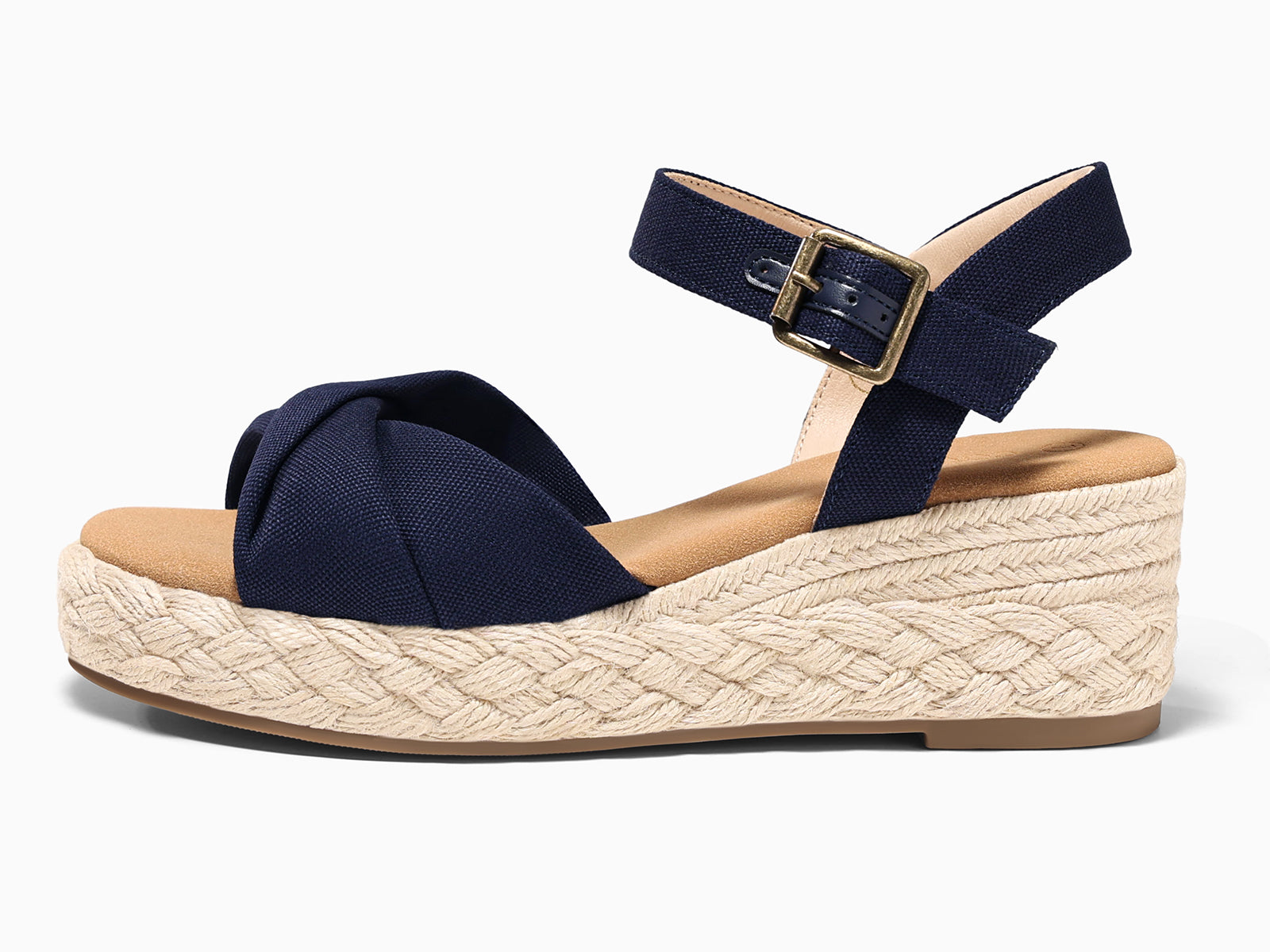 Coutgo Womens Navy Blue Platform Wedge Heels Sandals