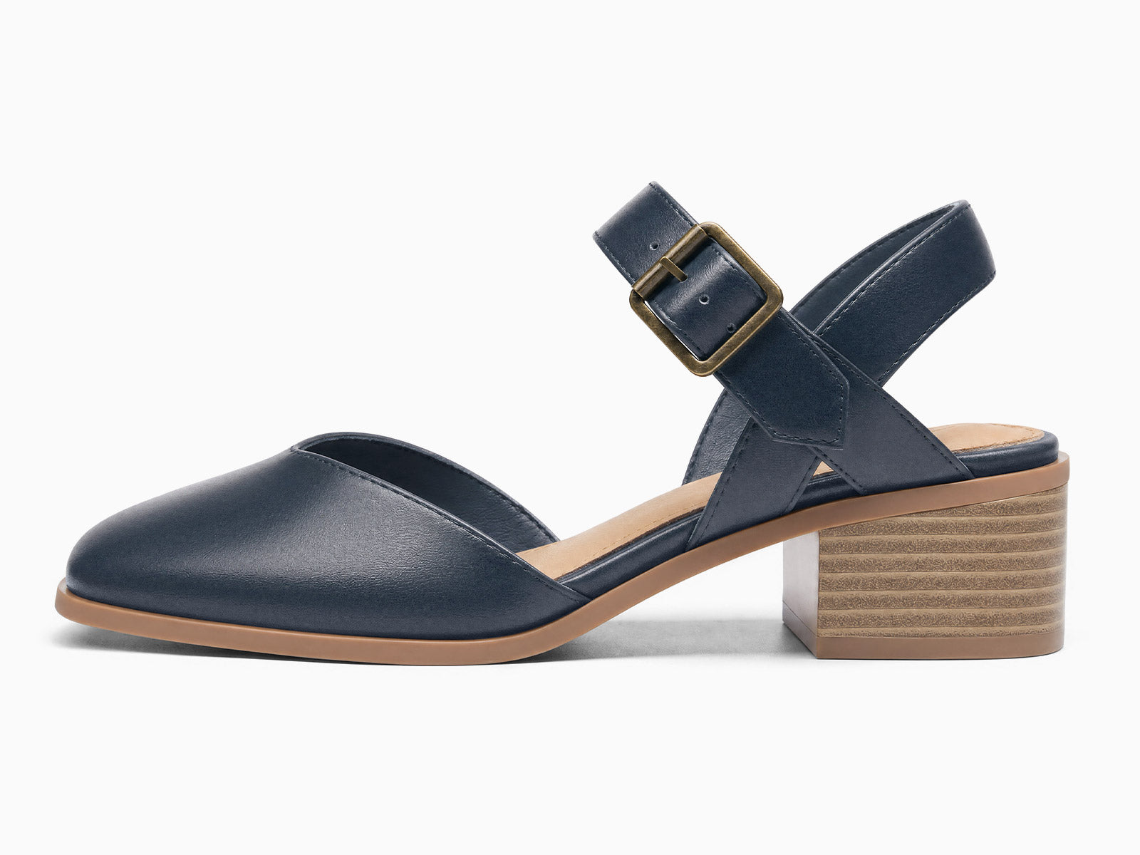 Coutgo Womens Navy Closed Toe Vintage Pumps