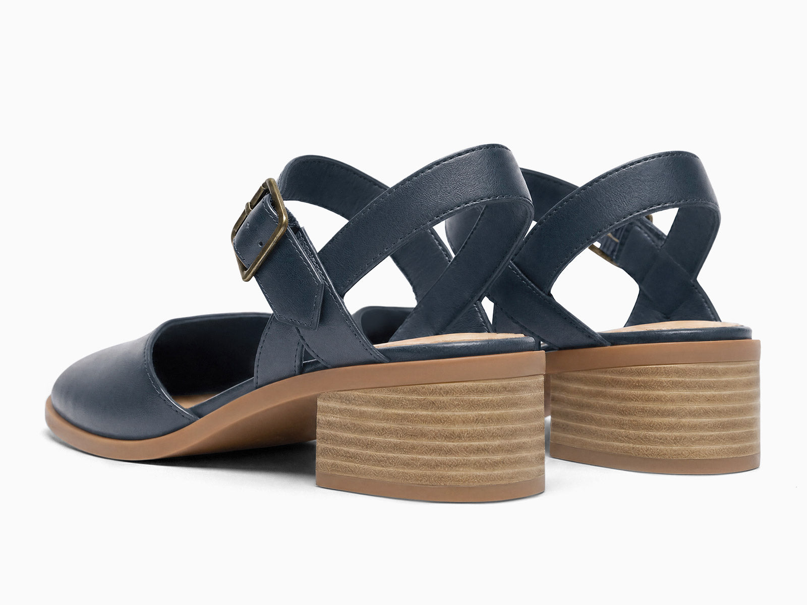 Coutgo Womens Navy Closed Toe Vintage Pumps