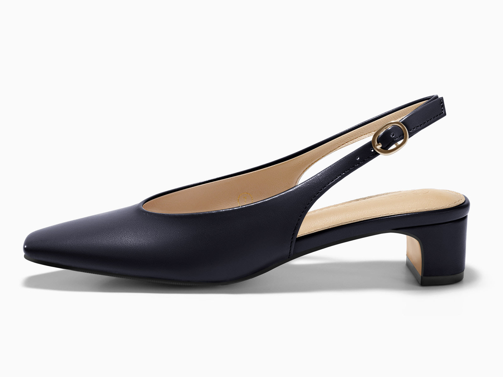 Coutgo Womens Navy Blue Chunky Low Heels