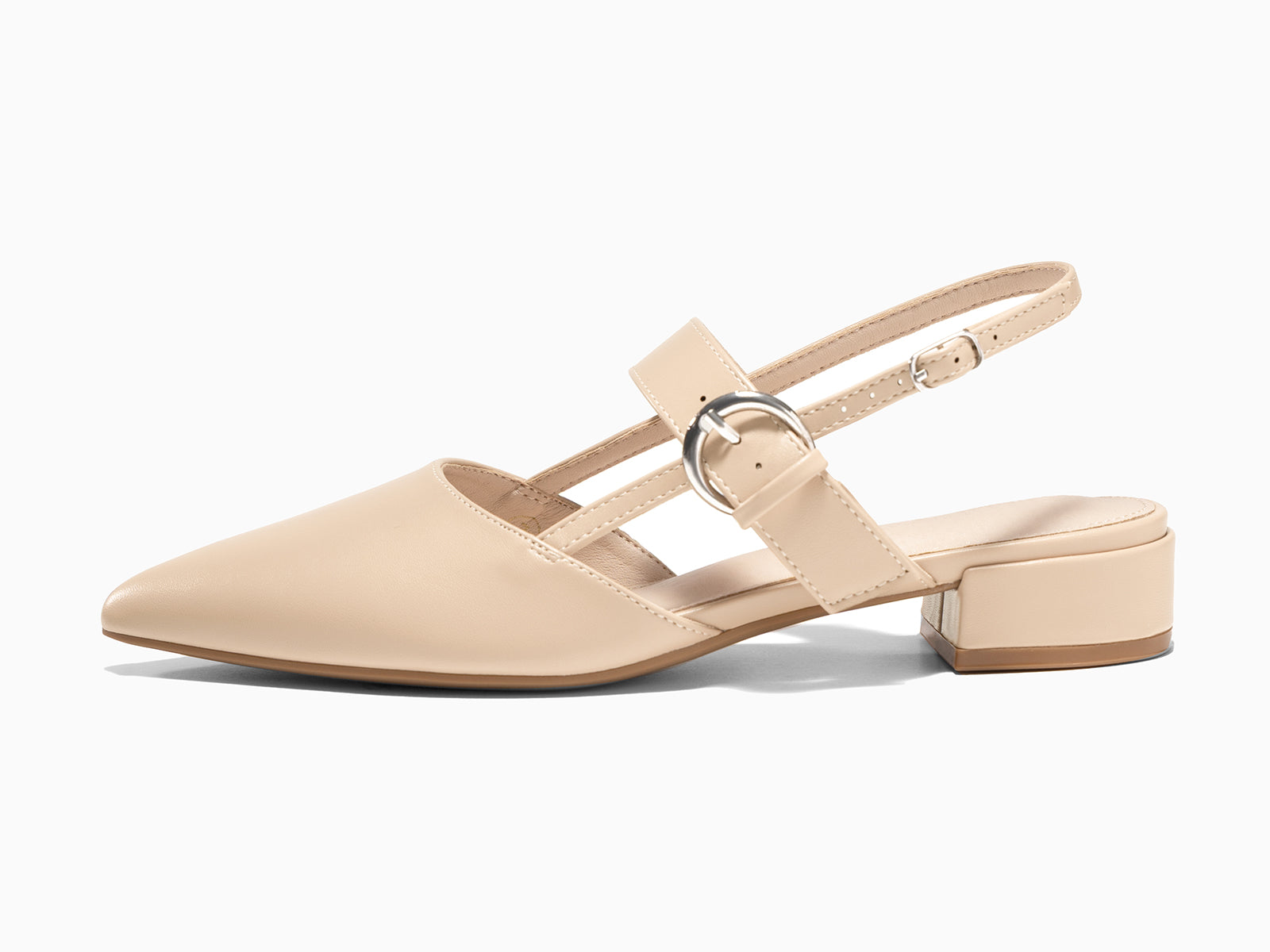 Coutgo Womens Nude Mary Jane Low Heels