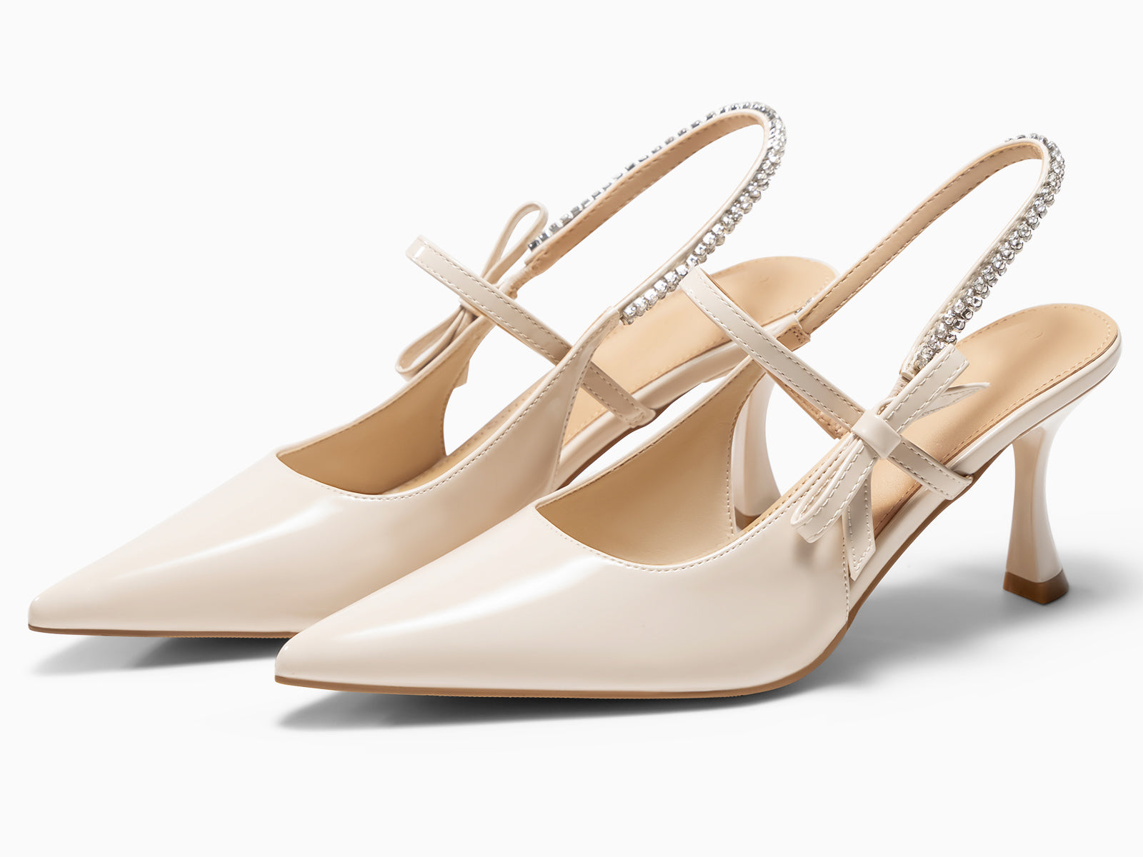 Coutgo Womens Nude Slingback Kitten Heels