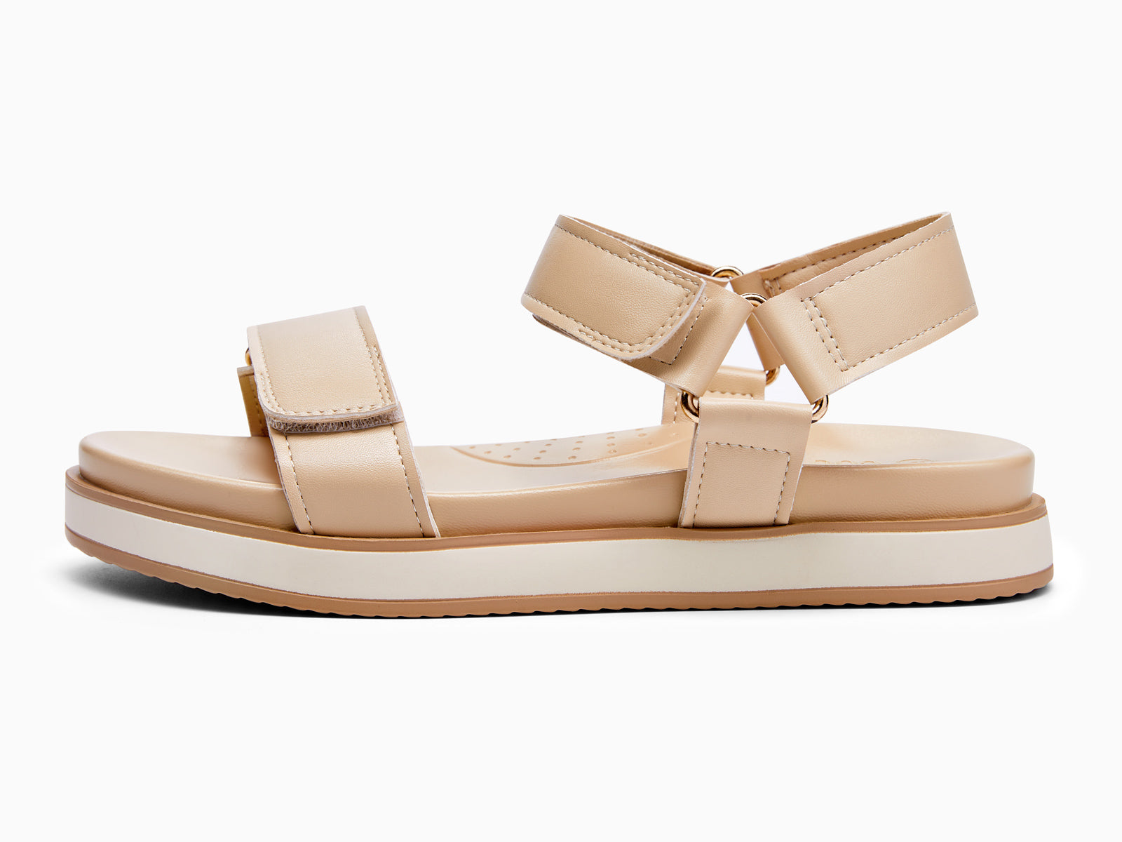 Coutgo Womens Nude Pu Low Wedge Sandals