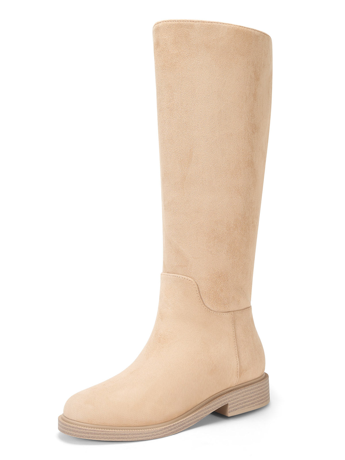 Coutgo Womens Suede Nude Knee Boots