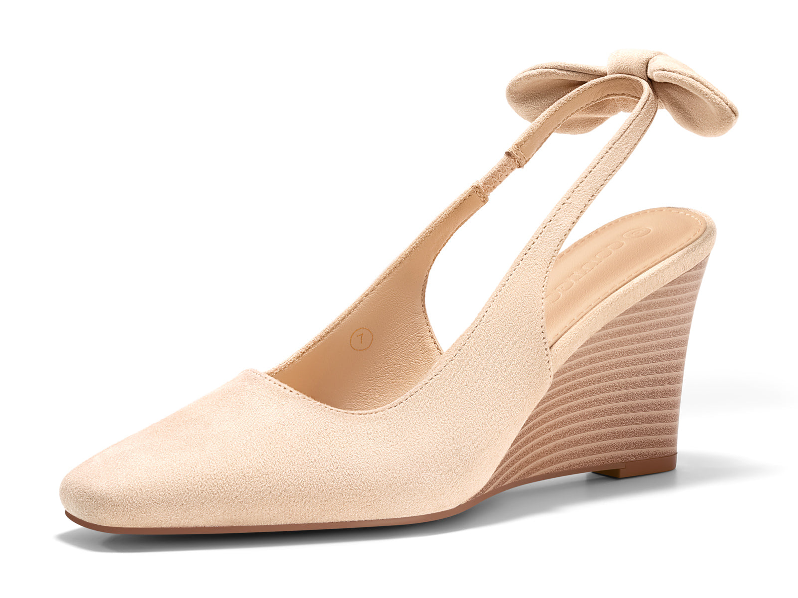 Coutgo Womens Nude Suede Wedge Heels