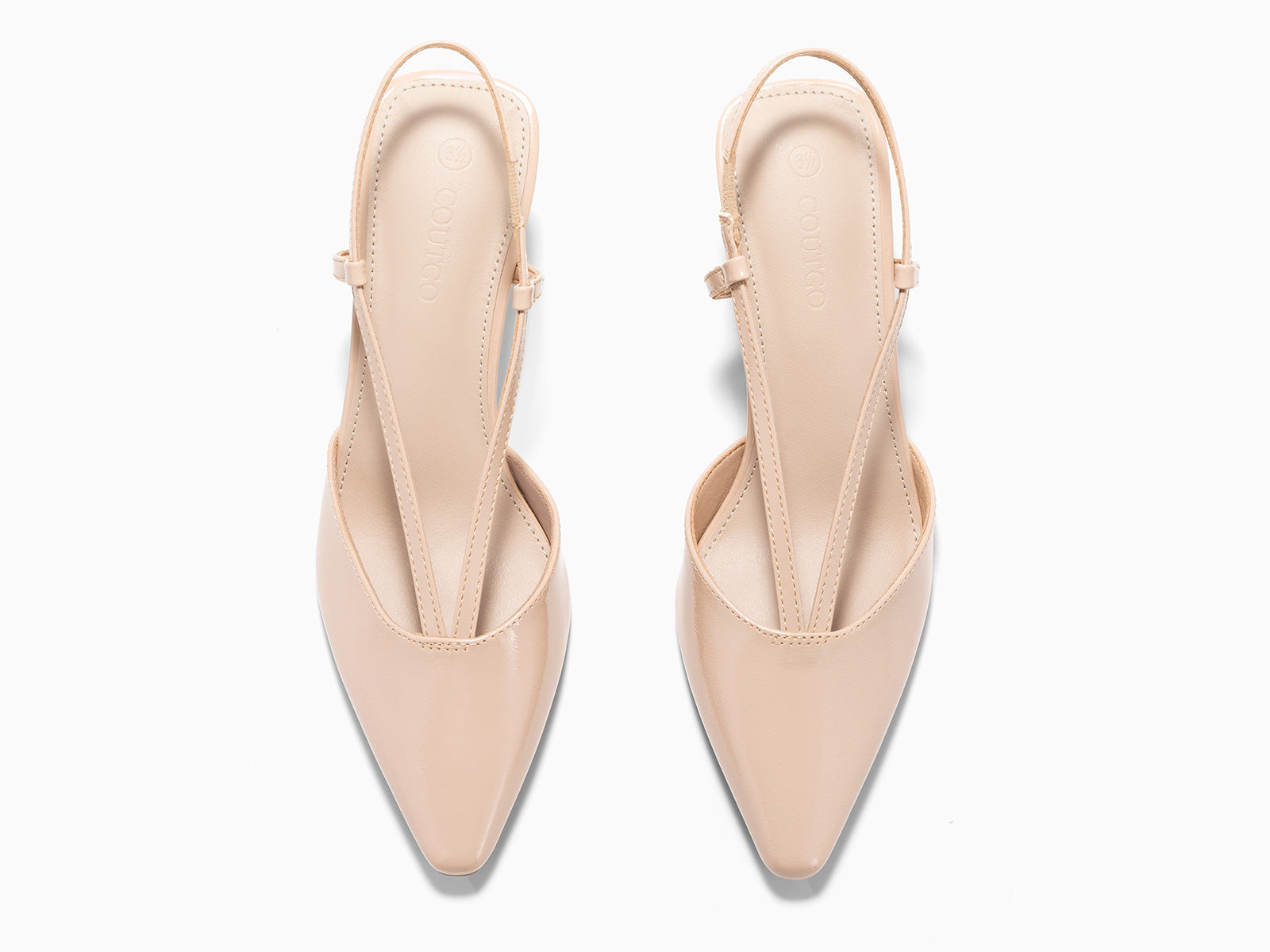 Coutgo Womens Nude Low Chunky Heels