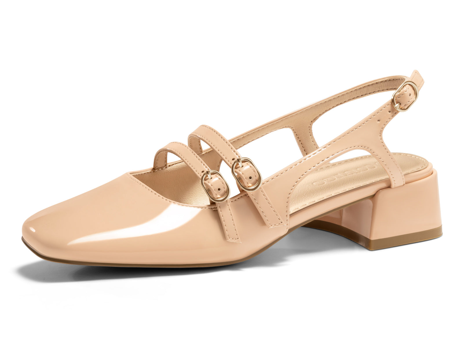 Coutgo Womens Nude Mary Jane Heels