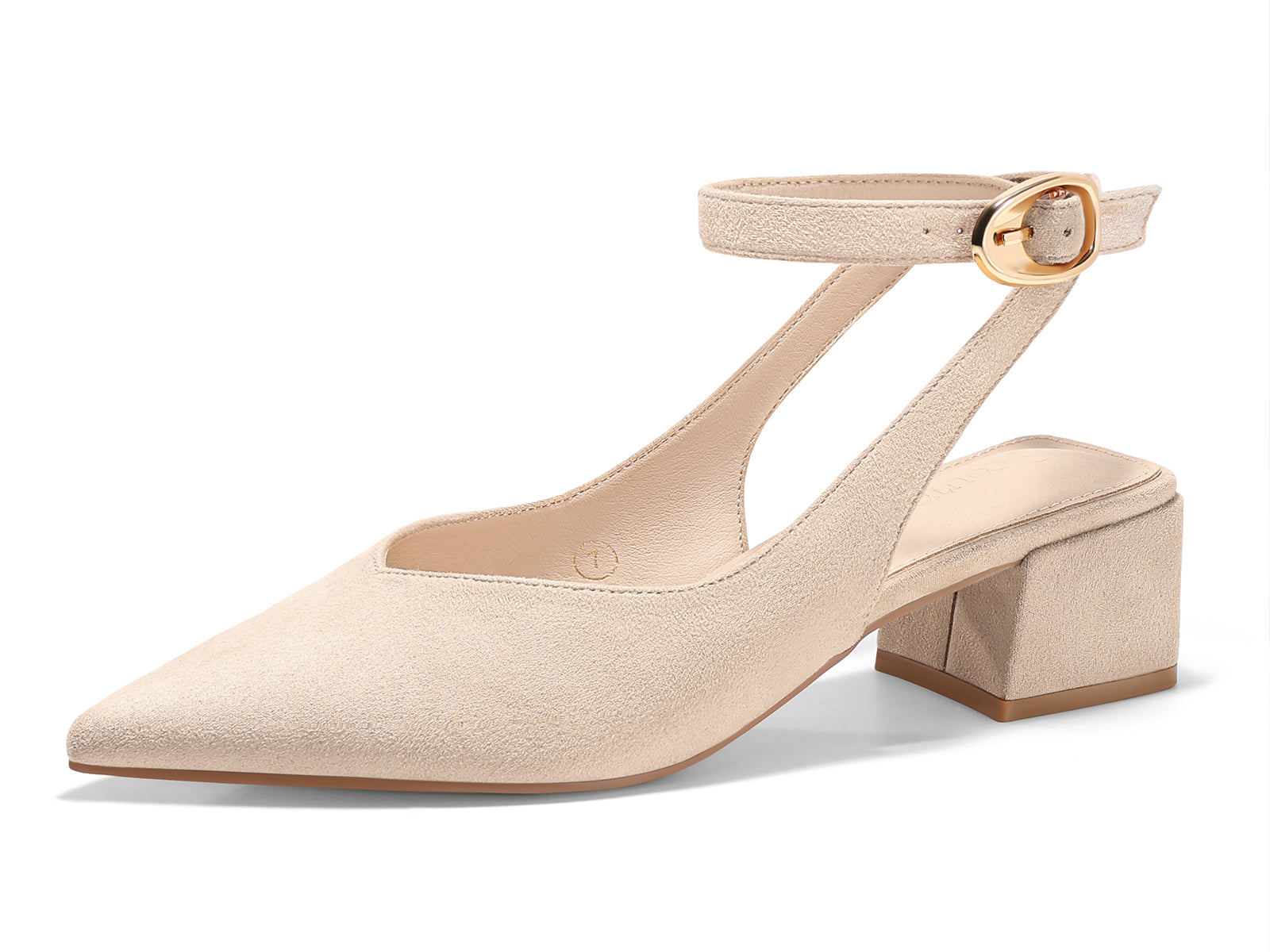Coutgo Womens Nude Suede Low Heel Pumps