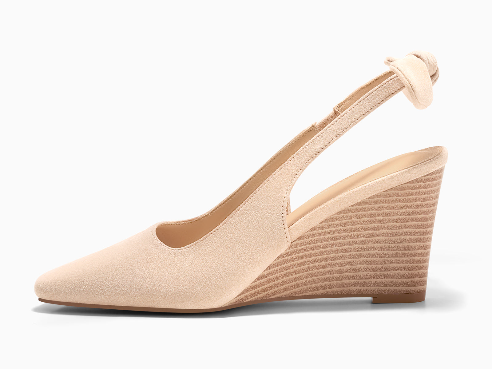 Coutgo Womens Nude Suede Wedge Heels