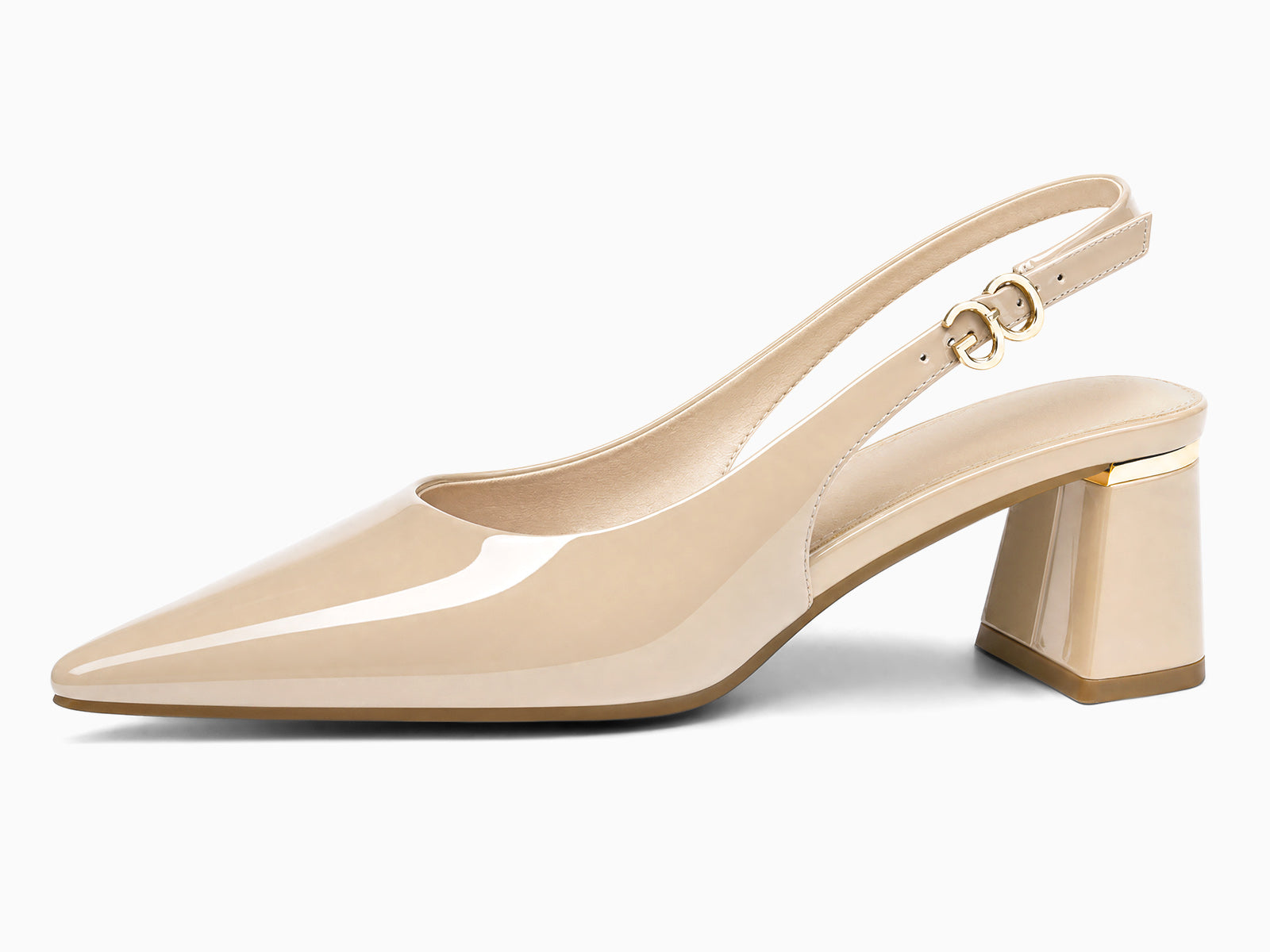 Coutgo Womens Nude Slingback Chunky Heels
