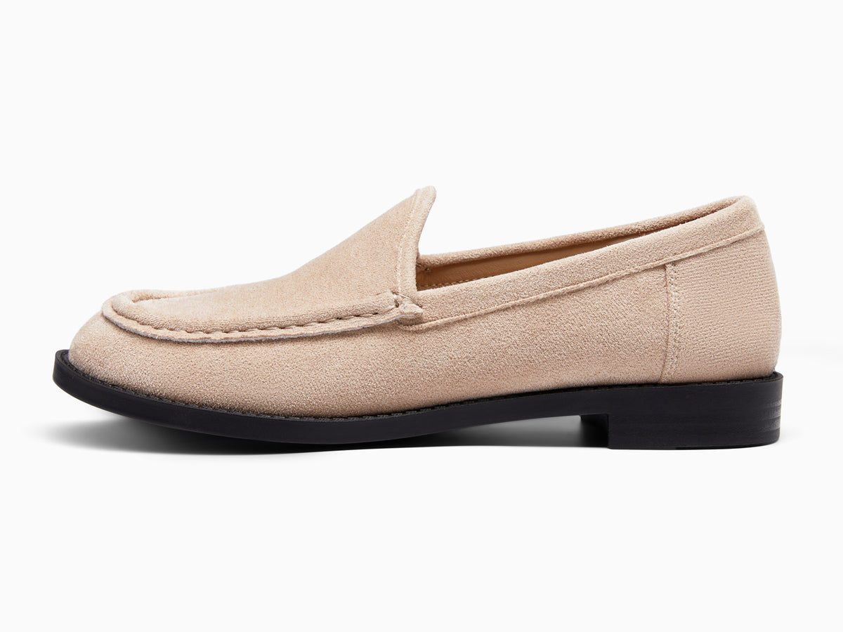 Coutgo Women Suede Nude Slip On Loafers