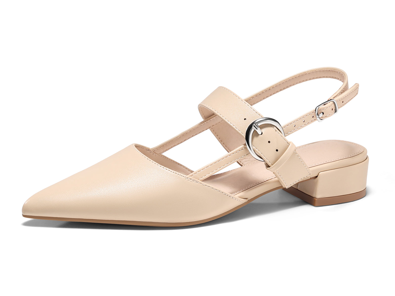 Coutgo Womens Nude Mary Jane Low Heels