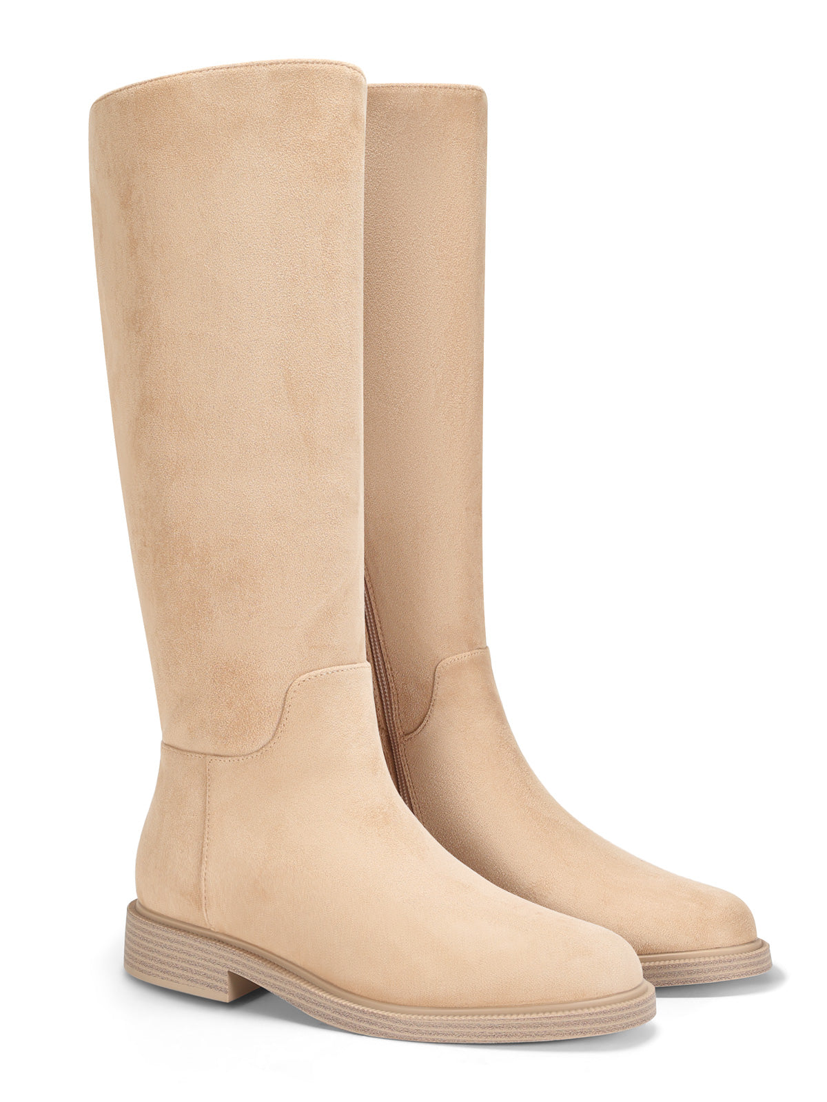 Coutgo Womens Suede Nude Knee Boots