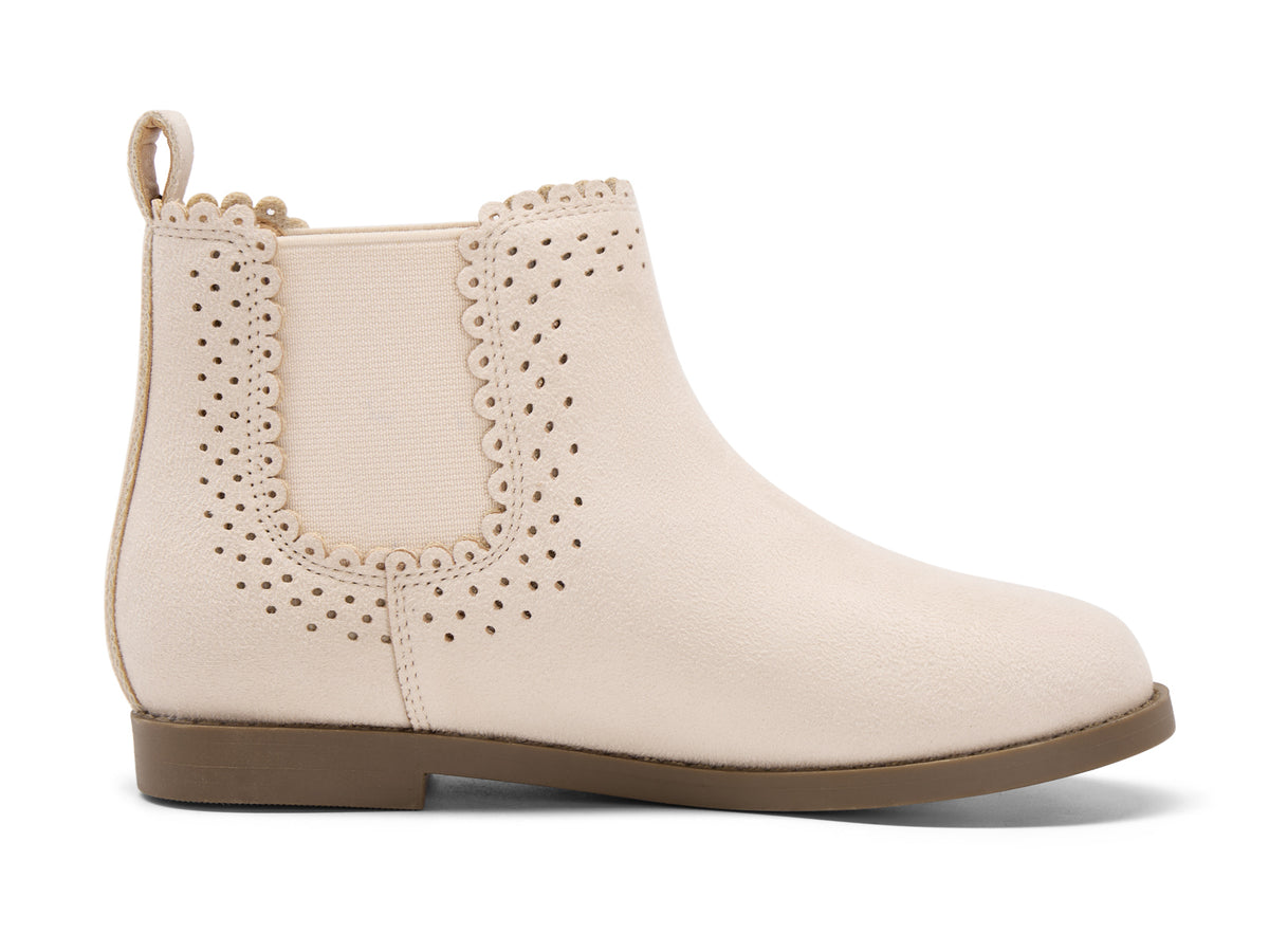 Coutgo Girl Suede Nude Bow Chelsea Ankle Boots