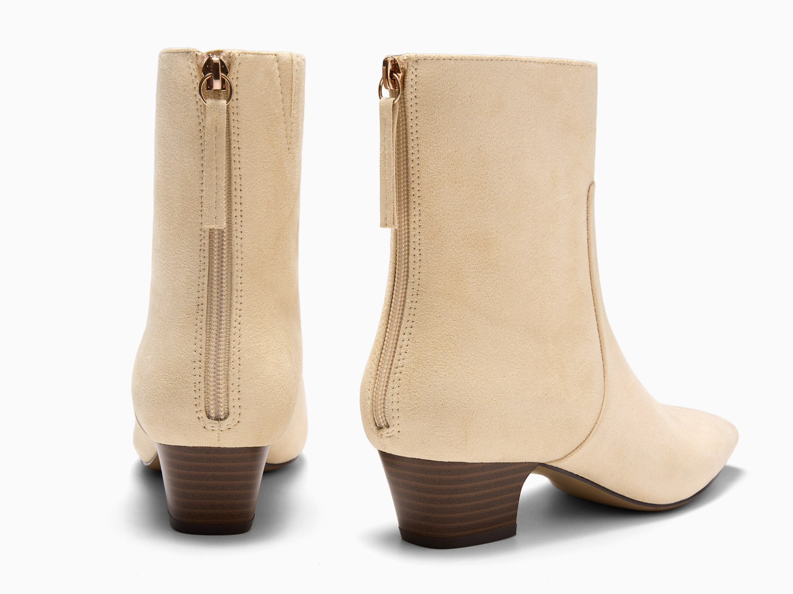 Coutgo Nude Suede Women Back Zipper Booties