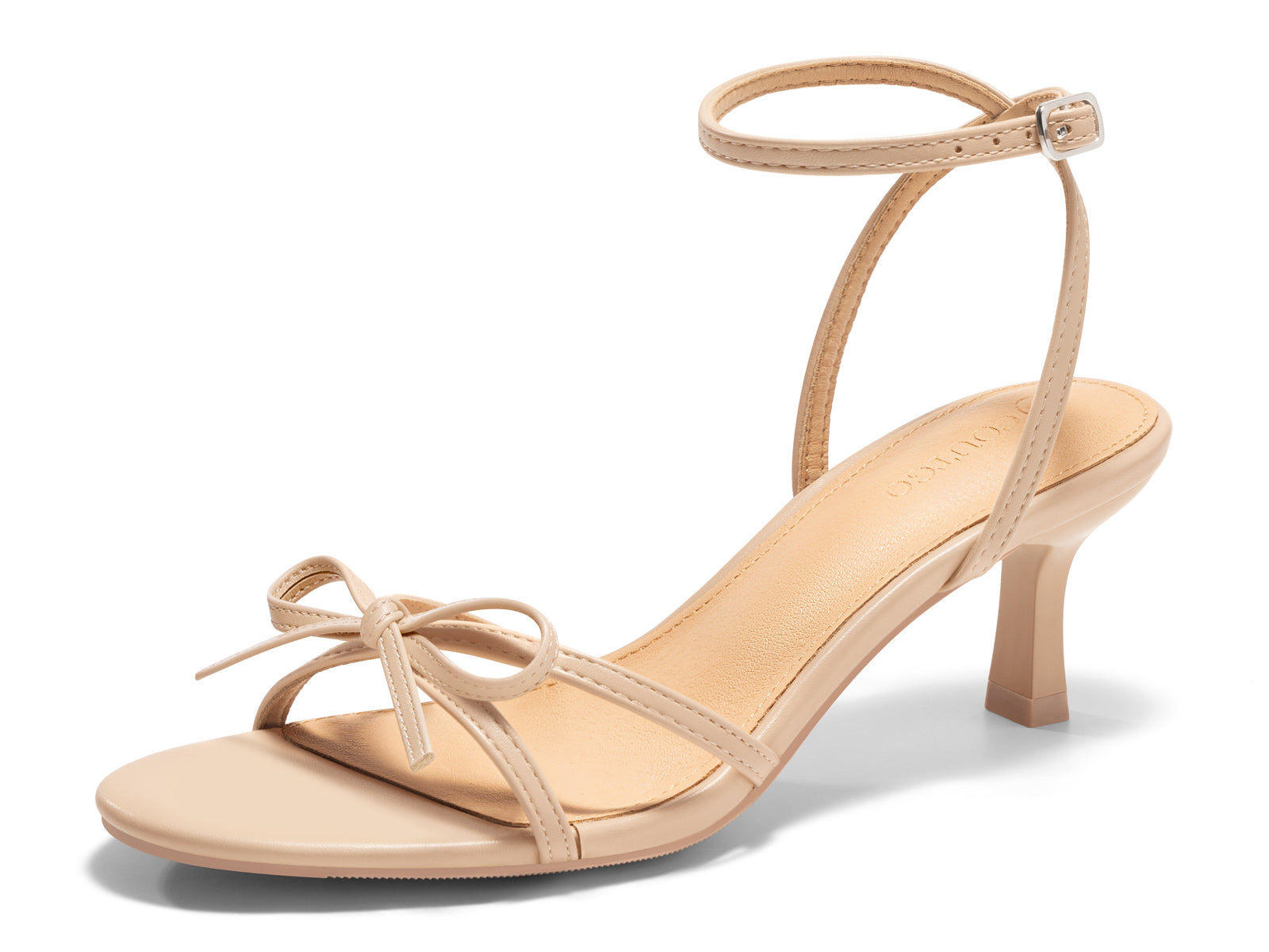 Coutgo Womens Nude Kitten Low Heels