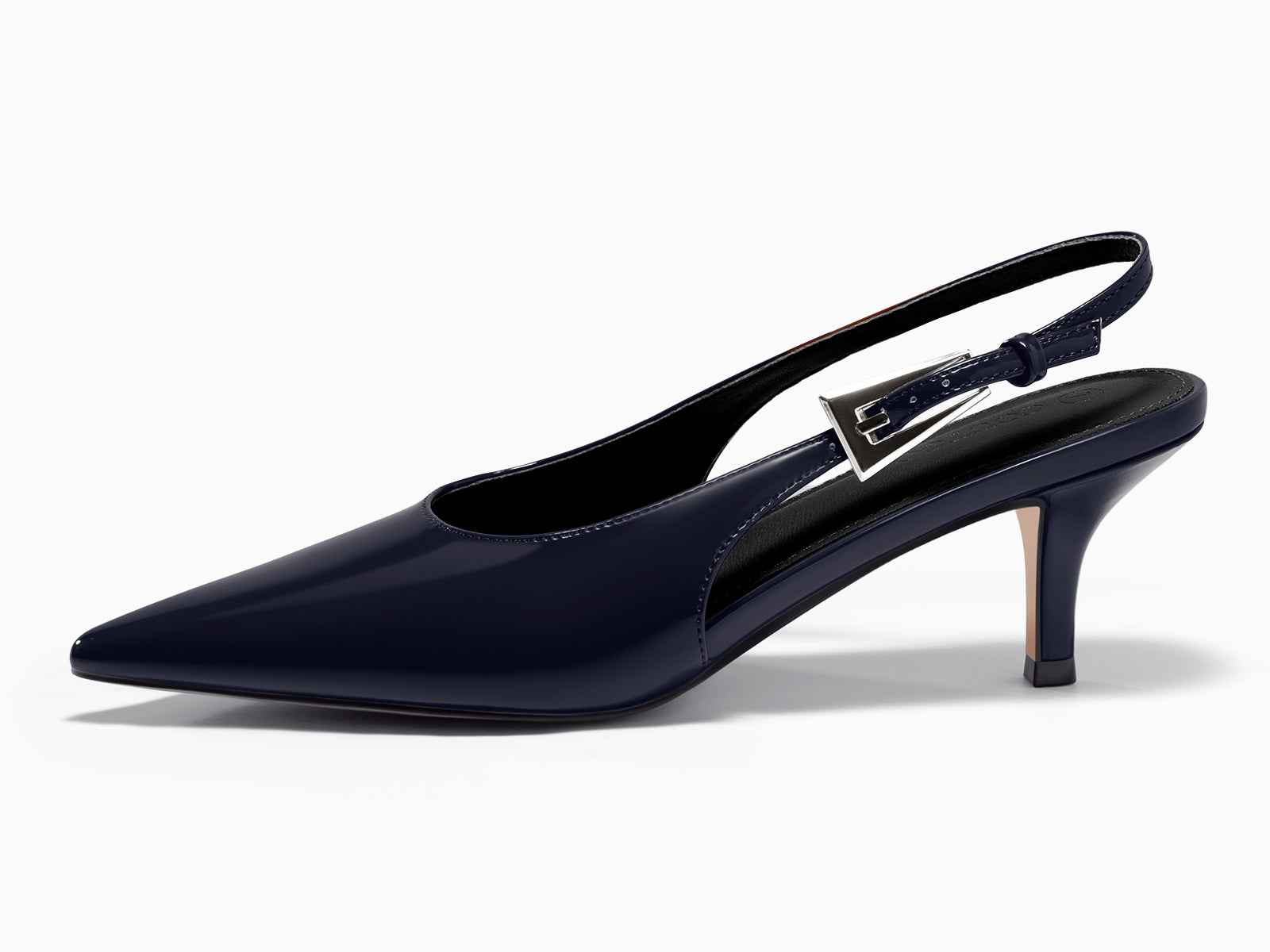 Coutgo Womens Navy Blue Slingback Kitten Heels