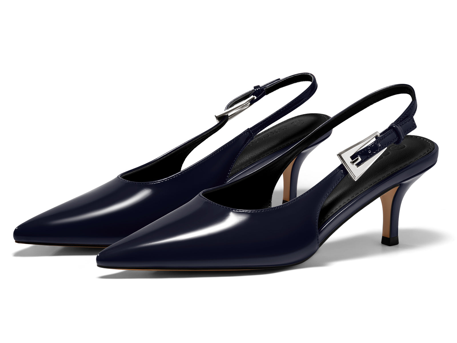 Coutgo Womens Navy Blue Slingback Kitten Heels