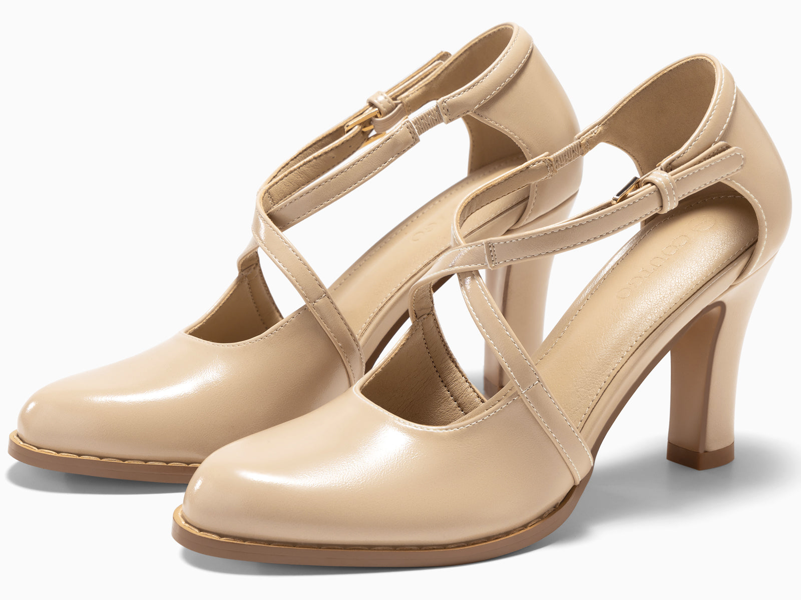 Coutgo Womens Nude Chunky High Heels