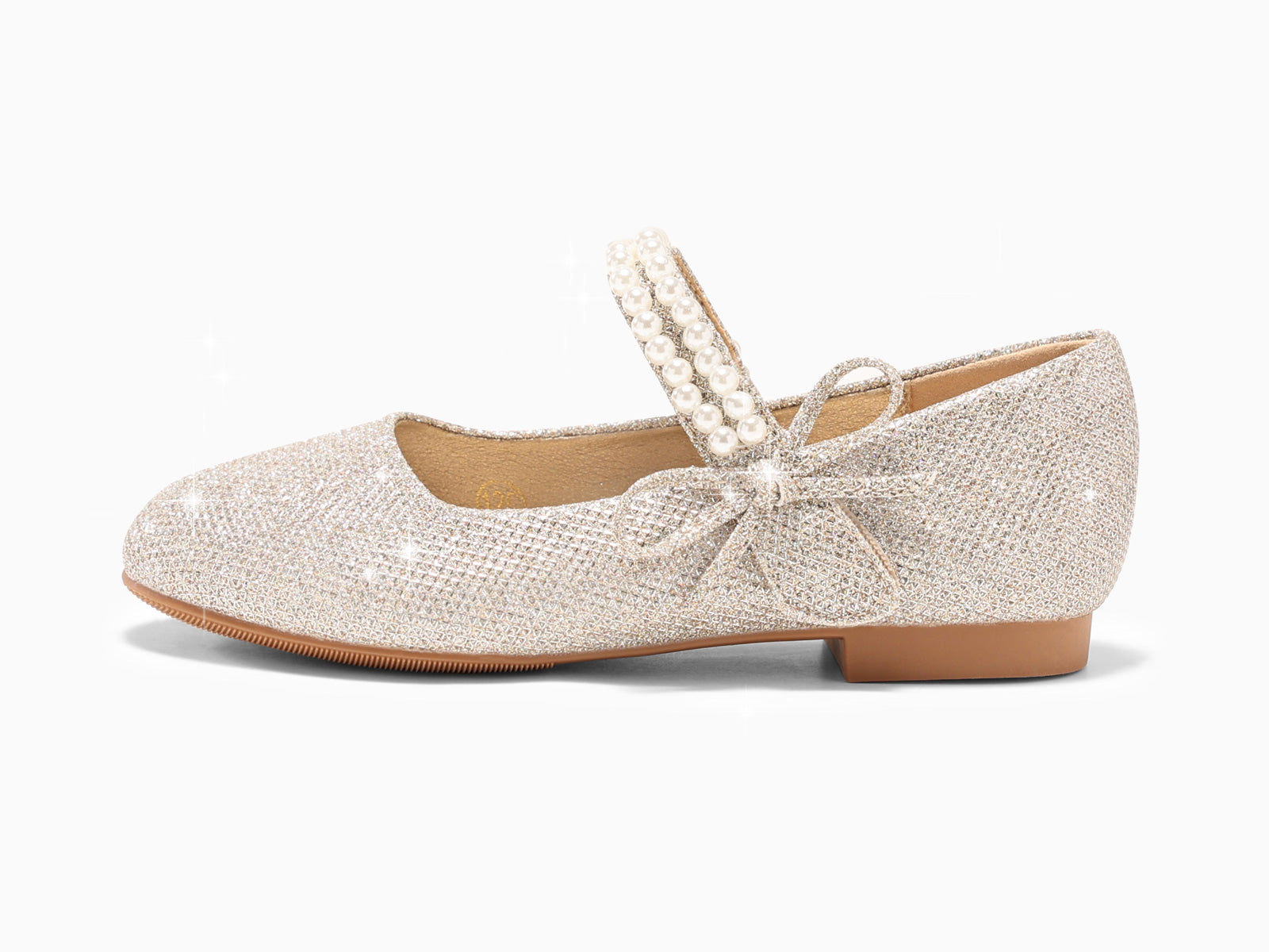 Coutgo Girls Light Gold Mary Jane Dress Shoes