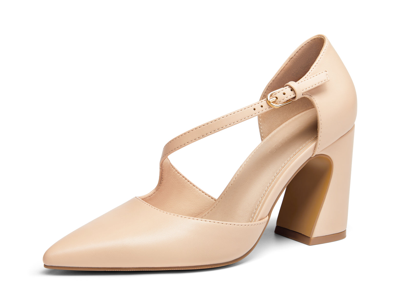 Coutgo Womens Light Khaki Chunky High Heels