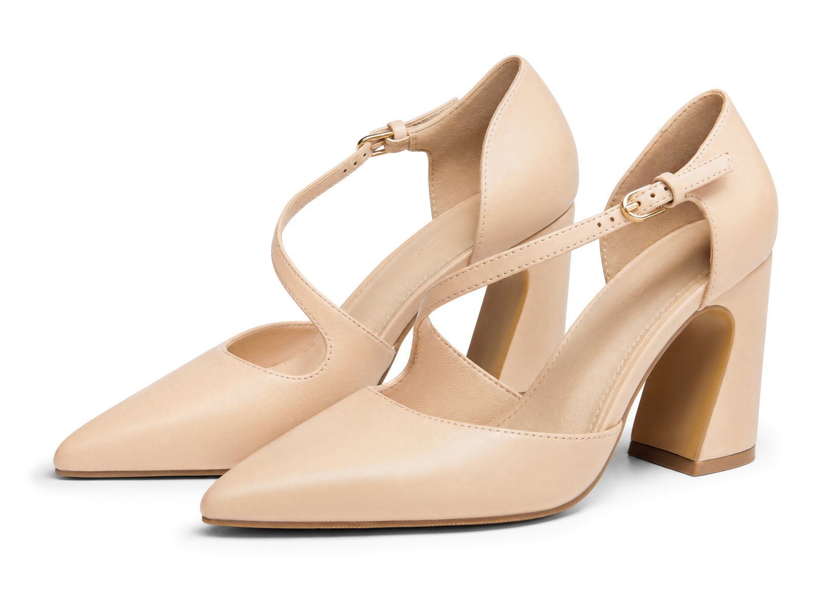 Coutgo Womens Light Khaki Chunky High Heels
