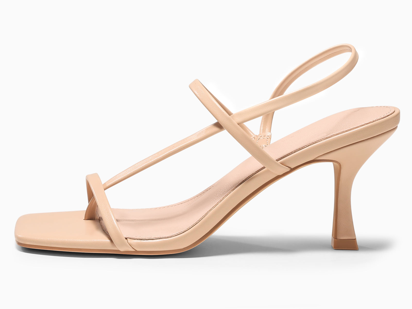 Coutgo Womens Light Khaki Strappy Kitten Heels Sandals