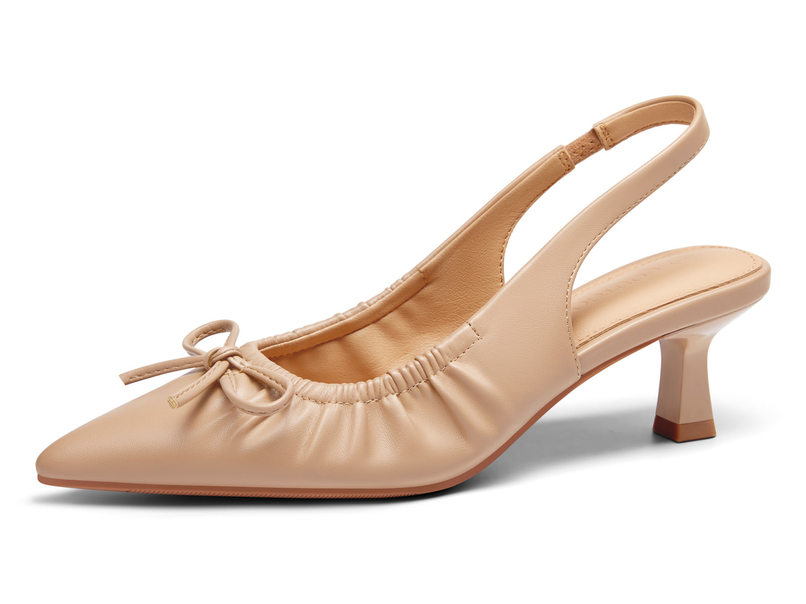 Coutgo Womens Light Khaki Slingback Kitten Heels