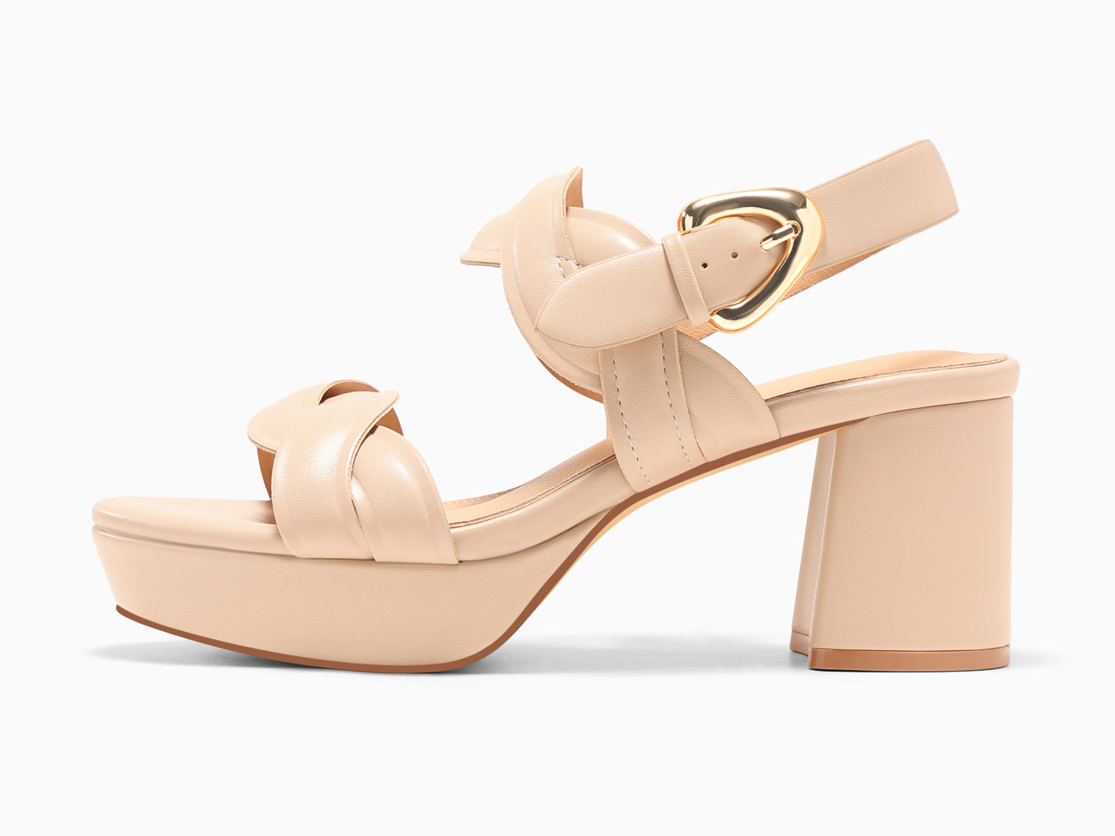 Coutgo Womens Light Khaki Platform Sandals Chunky Heels