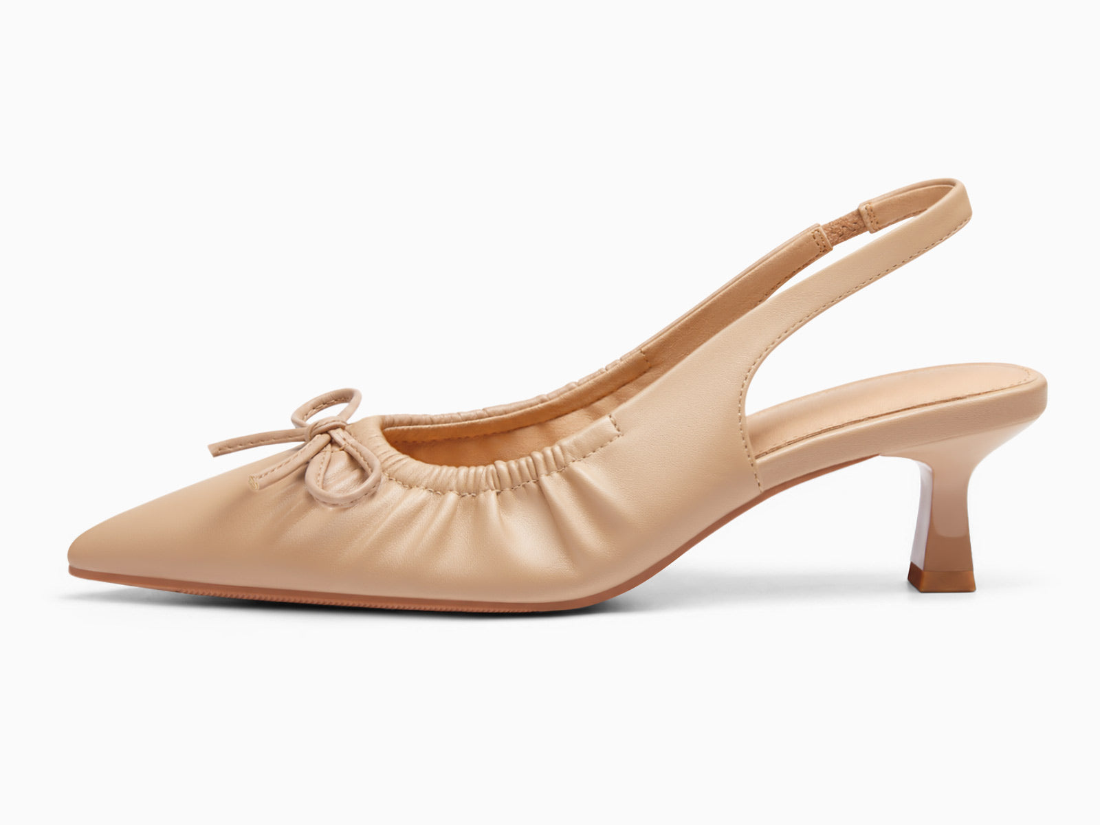 Coutgo Womens Light Khaki Slingback Kitten Heels
